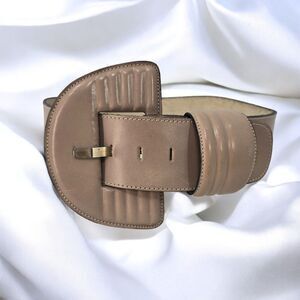 Doppia Vita Wide Leather Belt Oversized Buckle Artsy Statement Piece‎ 95cm/37.5"